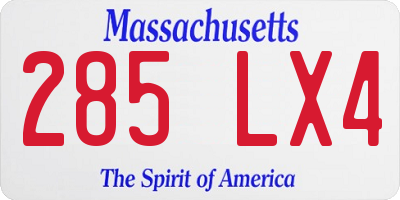 MA license plate 285LX4