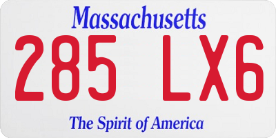 MA license plate 285LX6