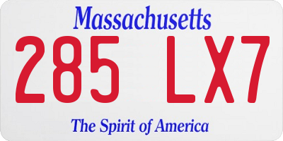MA license plate 285LX7