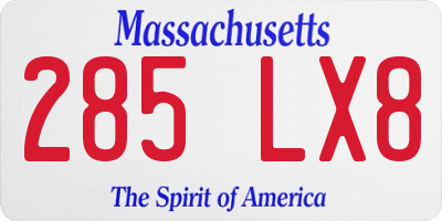 MA license plate 285LX8