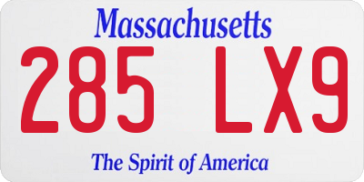 MA license plate 285LX9