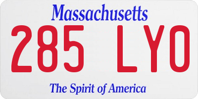 MA license plate 285LY0