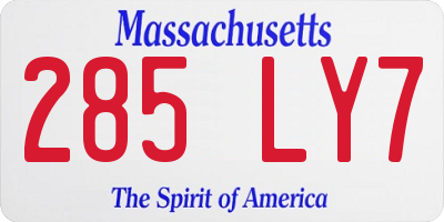 MA license plate 285LY7