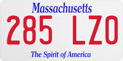 MA license plate 285LZ0