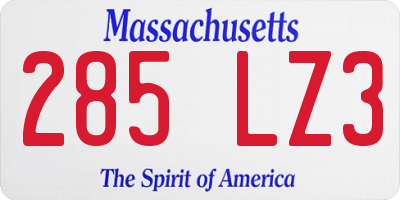 MA license plate 285LZ3