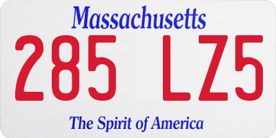 MA license plate 285LZ5