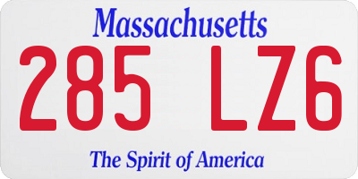 MA license plate 285LZ6