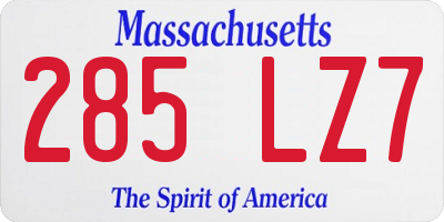 MA license plate 285LZ7