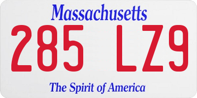 MA license plate 285LZ9