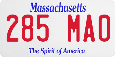 MA license plate 285MA0