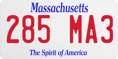 MA license plate 285MA3