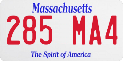 MA license plate 285MA4