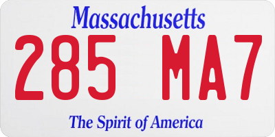 MA license plate 285MA7