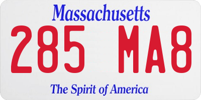 MA license plate 285MA8