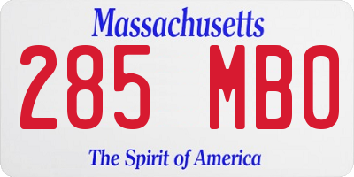 MA license plate 285MB0