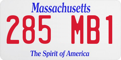MA license plate 285MB1