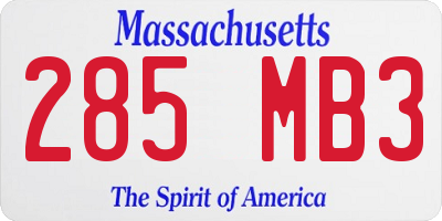 MA license plate 285MB3