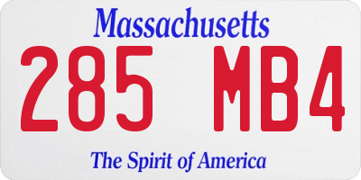 MA license plate 285MB4