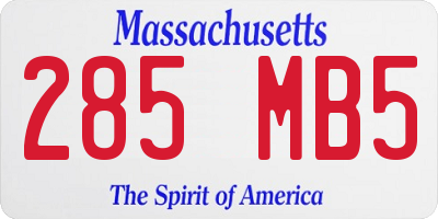 MA license plate 285MB5