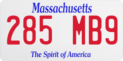MA license plate 285MB9