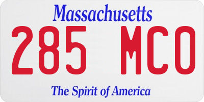 MA license plate 285MC0