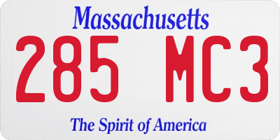 MA license plate 285MC3