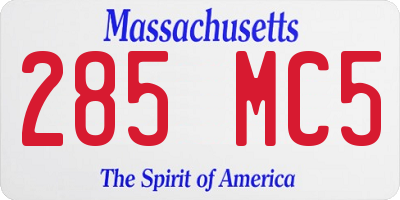 MA license plate 285MC5