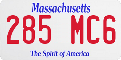 MA license plate 285MC6
