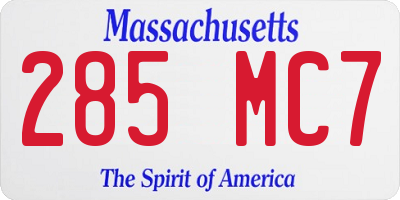 MA license plate 285MC7