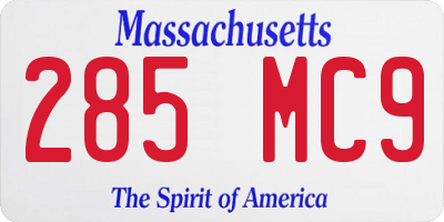 MA license plate 285MC9