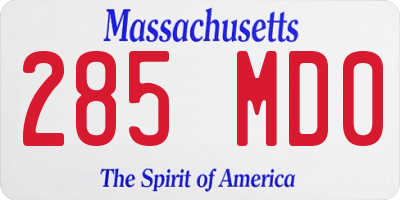 MA license plate 285MD0