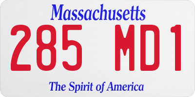 MA license plate 285MD1
