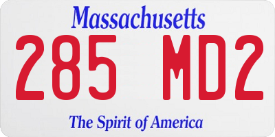 MA license plate 285MD2