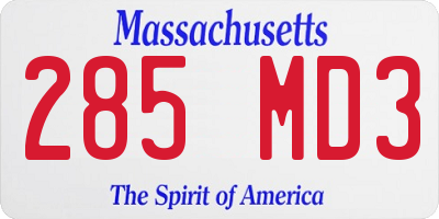 MA license plate 285MD3