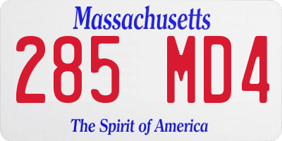 MA license plate 285MD4
