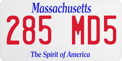 MA license plate 285MD5