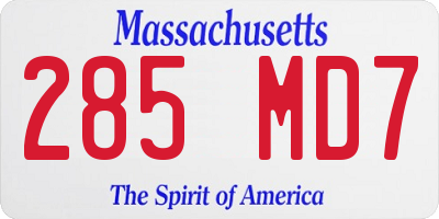 MA license plate 285MD7