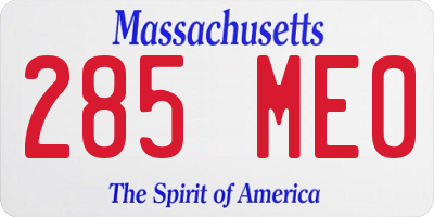 MA license plate 285ME0