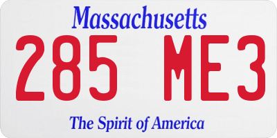 MA license plate 285ME3