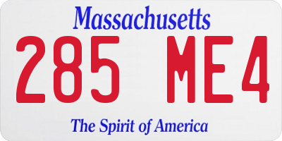 MA license plate 285ME4