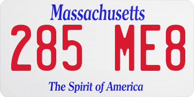 MA license plate 285ME8