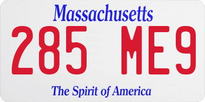 MA license plate 285ME9