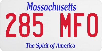 MA license plate 285MF0
