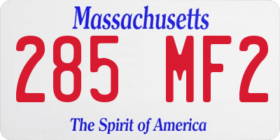 MA license plate 285MF2