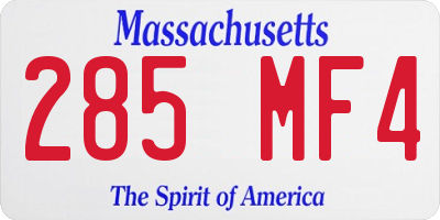 MA license plate 285MF4