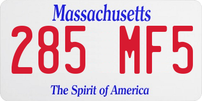 MA license plate 285MF5