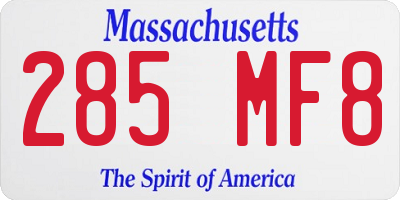 MA license plate 285MF8