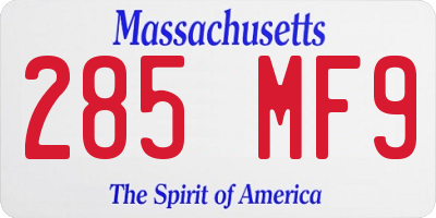 MA license plate 285MF9