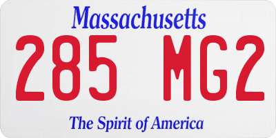 MA license plate 285MG2