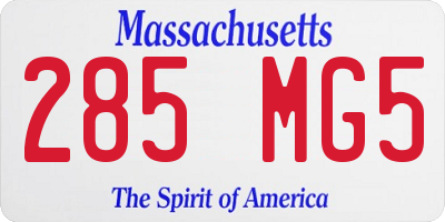 MA license plate 285MG5